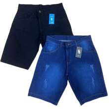 Kit 3 Men's Bermuda Jeans Mustache Dark Black Premium Various Washes With Elastane - 深色水洗藍 - 查看 2