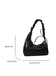 1pc Solid Color Elegant Pleated Wave Design Cross-Body Bag Suitable For Ladies' Daily Use, Dating And As A Gift, Japanese Bag