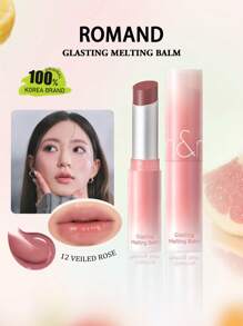 Rom&nd Romand GLASTING MELTING BALM 12 VEILED ROSE, Hidratante, Não Pegajoso, Brilhante e Luminoso, Cor Natural, Ideal para Maquiagem Leve, Batom Líquido Ultrabrilhante e Hidratante, K-Beauty, Maquiagem Coreana, 3,5g/0,15oz