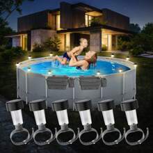 1 pièce/6 pièces Lumières solaires extérieures pour piscine, Lumières de clôture à LED, Lumières étanches, Interrupteur automatique crépuscule/aube, Pour clôture de piscine, jardin, porche, décoration d'allée