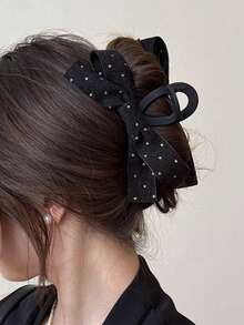 1 件多层网状蝴蝶发夹，时尚优雅设计发饰夹，适用于发髻/马尾辫发饰动物发夹，学校用品，大学 - 黑色 - 查看 9