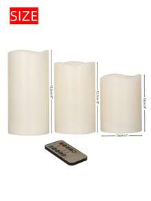 3 Pack Flameless LED Pillar Candles With Remote Control Timer Battery Powered Warm Light Adjustable Light Indoor Outdoor Home Pool Decor - 暖白光 - 查看 8