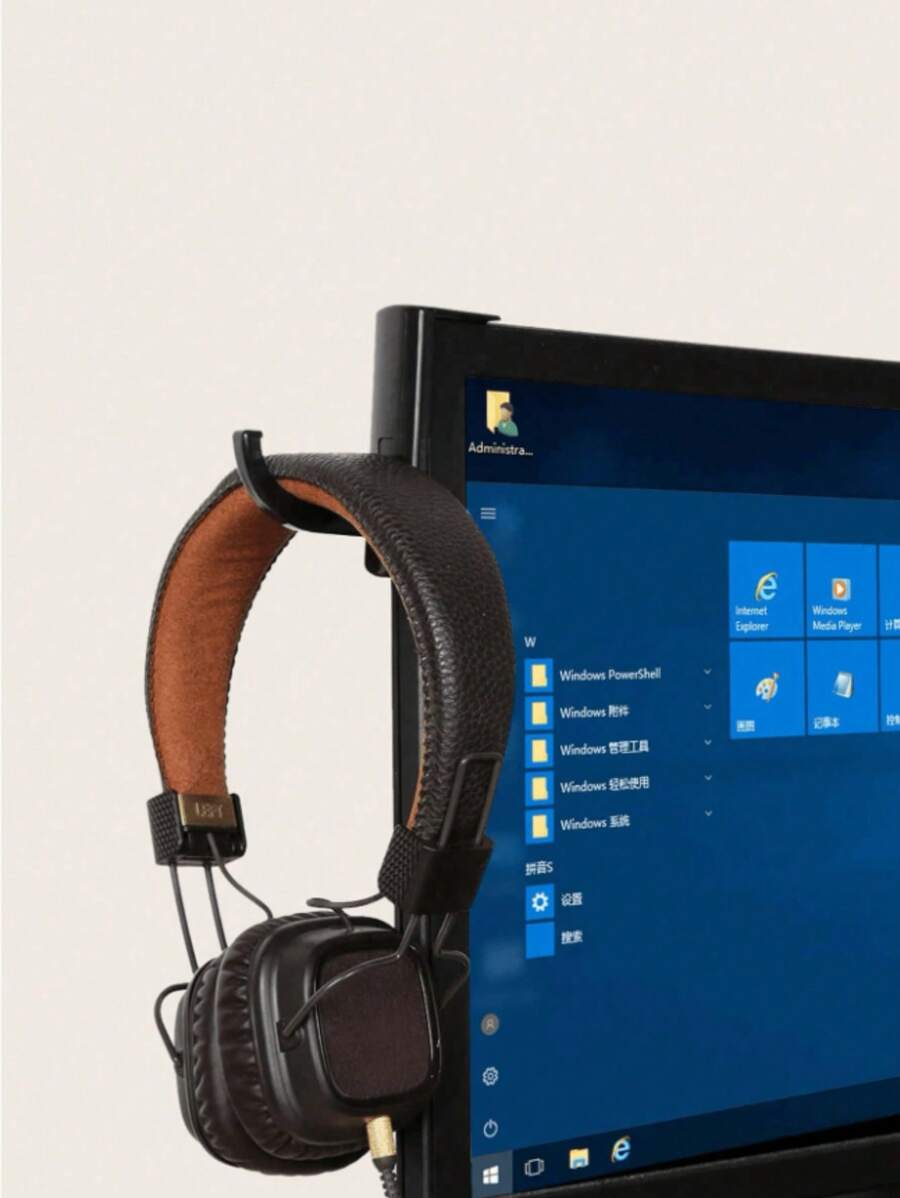 1 个耳机挂钩，适用于 PC 耳机、显示器、桌子、墙壁，紧凑而坚固的耳机支架提供安全支撑并节省空间，适用于学校用品，返校