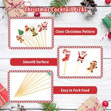 100pcs/Pack, 7 Christmas Themed Cocktail Picks, Suitable For Appetizers, 4.7 Inch Cocktail Picks With Santa Claus, Snowflake, Reindeer, Snowman Patterns, Applicable For Cakes, Desserts, Fruits, Christmas Party Decorations