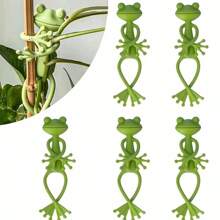 1/5PCS Durable Green Frog Plant Support Pile - Cute Frog Flower Pot Embracing Plant Climbing Fixing Clip, Plastic Garden Decoration, Suitable For Indoor And Outdoor Use, Perfect For Supporting Stem Growth, Frog Garden Decoration, Indoor Plant Support | Fun Garden Accessories | Durable Plastic