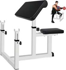 Banco de Pesas de Rizo, Banco de Pesas Ajustable Para Predicador de Brazos, Estación de Bíceps de Entrenamiento de Fuerza, Banco de Pesas con Brazo Sentado y Aislado - 1 - Ver 1