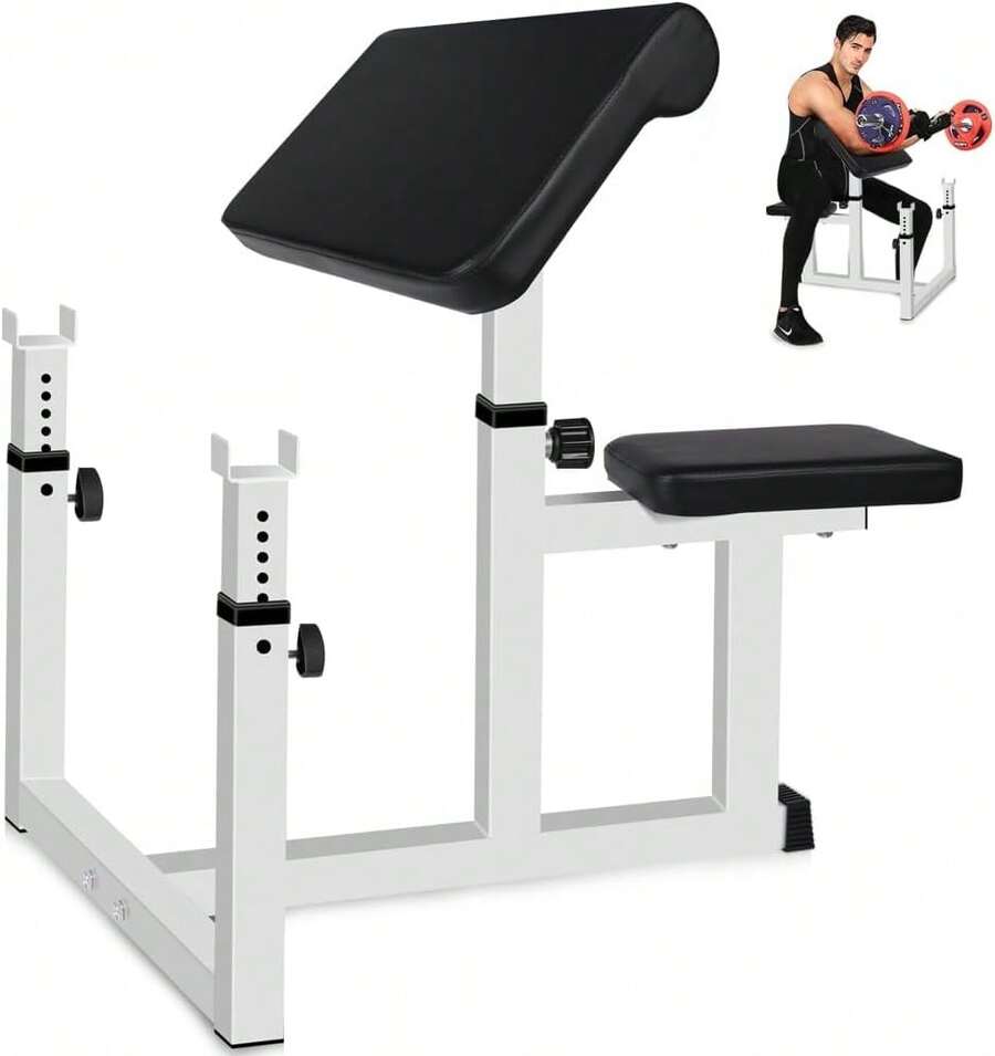 Banco de Pesas de Rizo, Banco de Pesas Ajustable Para Predicador de Brazos, Estación de Bíceps de Entrenamiento de Fuerza, Banco de Pesas con Brazo Sentado y Aislado - 1 - Ver 1