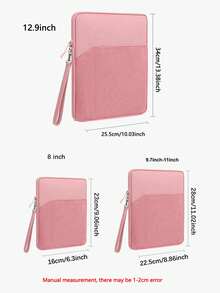1 件粉色平板电脑保护套，适用于 8 英寸/9.7 英寸~11 英寸/12.9 英寸平板电脑，简约内袋带前袋，大容量双层缓冲保护套带手柄 - 粉色 - 查看 3