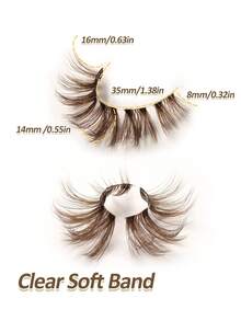 Rikuaild 5 Pairs Cartoon Style False Eyelashes, Brown, Anime Style, Natural Fluffy Soft Brown Lash Extension, Transparent Band Tail, Cat Eye Shape, Reusable, DIY Natural Lashes - Cat eye Lashes - View 6