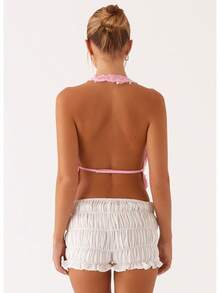 Women Sparkly Sequins Tank Tops Y2k Glitter Backless Halter Neck Vests Summer Sleeveless Tops Streetwear - Pink - View 5