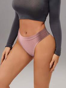 7 Pack Colorful Ribbed Low Waist Sexy Thongs Cotton Comfortable Women's Fashion Underwear Summer Seamless Women's Thong Shorts - Multicolor - View 2