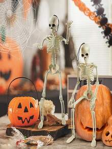 1件装，万圣节骷髅骨架，鬼屋布置道具，酒吧装饰道具，骨骼关节可活动，头部和起重机可拆卸，万圣节派对装饰 - 白色 - 查看 2