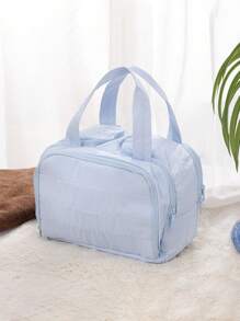 حقيبة منظم مستحضرات التجميل قطعة واحدة، حقيبة أدوات التجميل محمولة باليد، حقيبة سفر متعددة الوظائف، سعة كبيرة، تصميم مقسم، مقاوم للماء، مناسبة لمستحضرات العناية بالبشرة والمكياج والفرش والمستلزمات الصحية، حقيبة سفر للمدرسة والعطلات والعودة إلى المدرسة، حقيبة مكياج وحقيبة سفر للنساء