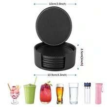 6pcs/Set Round PU Leather Coasters, 4-Inch Insulated Anti-Scald Double-Sided Cup Mats, Suitable For Home And Restaurant - Multicolor - View 4