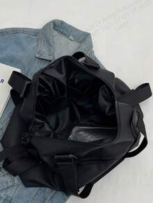 Large Capacity Solid Color Travel Bag, Water Resistant Minimalist Unisex Travel Duffel Bag For School School Accessories School Stuff Travel Essentials Holiday Vacation Duffle Bag Luggage Suitcase Travel Bag For Women - Black - View 2