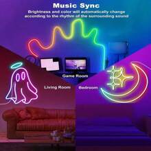 0,2m - 5m RGB flexibles Neon-Schild, USB-betrieben mit Fernbedienung, Mehrfarbenwechsel, zum Selbstgestalten für TV-Hintergrund, Wohnzimmer-Dekoration, Spielzimmer, Weihnachts- und Halloween-Dekoration