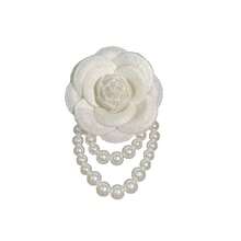 1 pieza Broche vintage chic de tela de camelias con flor de borla de perlas, clip para chales para mujeres, excelente para bailes formales, bodas y fiestas