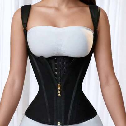 1 pieza Entrenador de cintura para mujer, Cinturón deportivo de control abdominal, Moldeador de fitness, Con correa ajustable para el hombro, Conjunto de cinturón de cintura, Moldeador con cremallera y gancho, Entrenador de cintura colombiano para damas