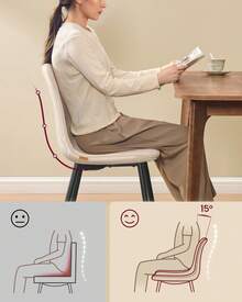 Chaises de Salle à Manger, Lot de 2/ 4/ 6, Support Métallique, Pieds Réglables, Nettoyage Facile, Chaises de Cuisine, Tissu Chenille, PU Texturé Glacé, Blanc Crème - Blanc - Voir 5