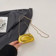 Túi cầm tay mini dự tiệc cao cấp màu vàng thời trang dành cho nữ - Vàng - Xem 6