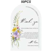 50 件花卉婚礼桌饰套装，座位卡和席位卡夹，带拱门设计，适用于仪式和招待会，感谢卡适用于新娘送礼会 - 彩色 - 查看 12