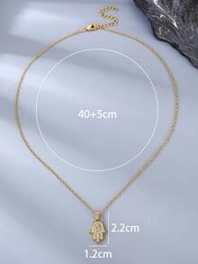 1pc Unisex Hiphop Fatima Hand & Eye Pendant Necklace, Versatile Everyday Unique Necklace
