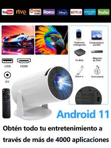 Mini Proyector Smart TV 4K HD WiFi 8000LM, Proyector Portátil con Rotación 180°, Corrección Automática, Compatible con Android, iOS, Windows, USB y HD, Cine en Casa, Oficina, Reuniones y Exterior - Blanco - Ver 10