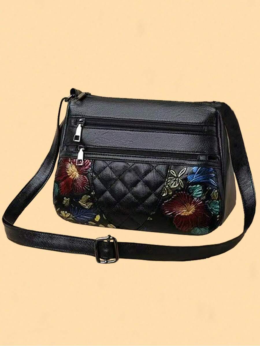 Nueva bolsa multifuncional para mujeres de mediana edad, bolso de madre, bolso de suegra, bolso de hombro y bandolera de cuero suave - Negro - Ver 1