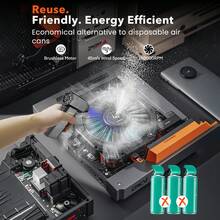 5-Piece Set,  Air Blower-180000RPM Super Power Cordless Air Duster, Turbo Fan, USB Fan, Rechargeable Brushless Motor Durable Blower, 3-Gear Adjustable Dust Blower For Computer, Keyboard, Outdoor, House, Car And Blow On The Fire - Black - View 5