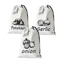 Reusable Vegetable Storage Bag, Drawstring Non-Woven Cloth Bag, Portable Home Shopping Bag, Kitchen Compartment Storage Bag, Light-Shielding, Suitable For Vegetables, Potatoes, Fruits, Garlic - Multicolor - View 3