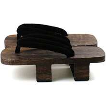 ShonanH Japanese Traditional Sandals Geta Wooden Clogs ShoesChristmas - Đen/Nâu sẫm - Xem 5