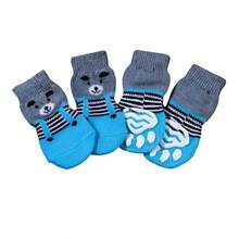 4 szt. uroczych skarpetek dla zwierząt, ochraniacz na łapy psa, antypoślizgowy, antyzadrapaniowy, antypoślizgowy, odpowiedni dla kotów i małych psów