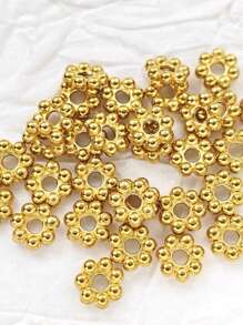 50 قطعة من تصميم عجلة الأقحوان من الفولاذ المقاوم للصدأ مع وسادات الخرز الفضفاضة، مطلية بالذهب عيار 18 قيراط للاكسسوارات DIY، مع وسادات الخرز