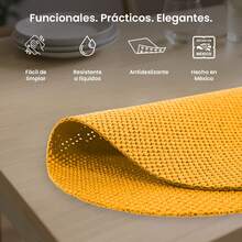 Set de 6 Manteles Individuales Antideslizantes y Reutilizables – Impermeables, Decorativos y Fáciles de Limpiar para Embellecer tu Mesa con Estilo - Amarillo / Net - Ver 4