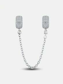1 Pieza Cadena de Seguridad de Plata de Ley 925 con Zirconia Gato Lindo para Mujeres, Apta para Pulseras, Brazaletes, Fabricación de Joyas DIY, Regalo de Citas, Joyería Fina para Damas