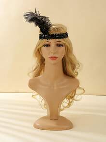 1 件 20 世纪 20 年代风格的羽毛头带，羽毛尺寸随机，适合女性单身派对、万圣节