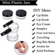 25 个迷你透明面霜罐 3g 5g 空塑料化妆品化妆罐透明样品瓶眼影霜唇膏容器，旅行必需品样品化妆品罐空迷你瓶感恩节、万圣节和圣诞节适用 - 黑色 - 查看 8