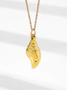 1 件女士贝壳海螺装饰吊坠链项链，春夏度假海滩风项链首饰