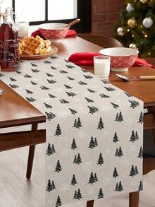 1 件圣诞亚麻桌旗，圣诞快乐桌布，圣诞树设计，183 * 33 厘米圣诞桌布，圣诞快乐装饰，圣诞派对用品，圣诞装饰，家居圣诞装饰，圣诞礼物，圣诞厨房用品，