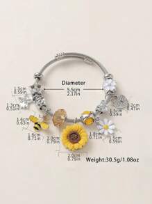 1piece Small Fresh Countryside Style Simulation Sunflower Painting Oil Bee Butterfly DIY Stainless Steel Opening