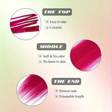 50pcs Mixed Color Rainbow Hair Extensions 50.8 Cm Rainbow Color Synthetic Hair Extensions Long Colored With Beads And Loop Tool For Hair Extension For Women Girls DIY Kit Holiday Party Use - Two-Tone - View 5