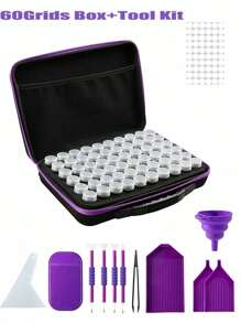 30/60/120 Grids DIY Diamond Painting Beads Storage Box Kit Large Capacity Set With Accessories Mosaic Storage Bag, Diamond Embroidery Mosaic Handicraft Tool Set