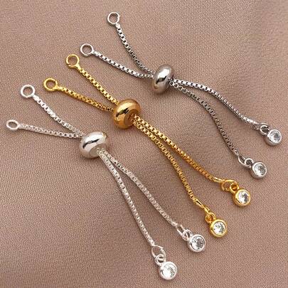 3 pièces Chaîne de boîte en laiton plaqué or 18 carats, extenseur de bracelet à perles en caoutchouc, connecteur de bracelet réglable, convient pour la fabrication de bijoux pour femmes