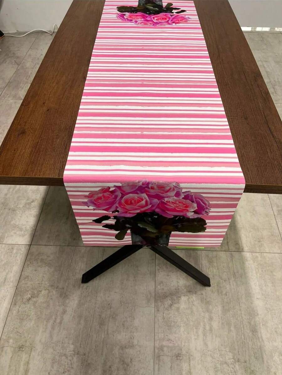 Made In Turkey - Elegant Table Runner 40x140 Cm – Modern Dining Table Decoration - Pink - View 1
