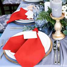 8/16/24张散装婚礼餐巾，优雅方形餐桌餐巾，缎面餐巾，适用于餐厅、派对、毕业典礼（30*30厘米/12*12英寸） - 紅色 - 查看 4