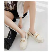 女士复古乐福鞋 - 一脚蹬防滑英伦风格鞋休闲装半正式乐福鞋优雅一脚蹬女士鞋 - 白色 - 查看 3