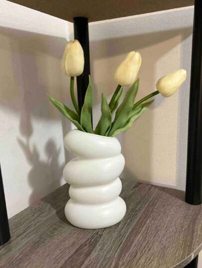1pc Plastic Flower Vase, Arranging Unbreakable Bloemen Creative Shape Dry Container, Large Capacity Planter, Multi Function Holder, Seed Starting Pot, Reusable Durable, Living Room, Bedroom, Kitchen, Bathroom, Outdoor, Office, Banquet, Exhibition, Meeting, Fresh, Artificial Flowers, Tulips, Roses, Succulents, Lilies, Etc. Home Room Glass Vase view 8