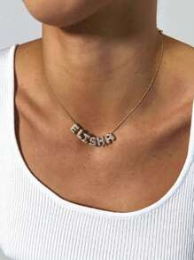 1pc Customized Simple Cubic Zirconia 3D Bubble Letter Name Necklace, Personalized Copper Initial MAMA Pendant Necklace, Fashionable, Minimalist, Simple, Casual, Vintage Customized, Unique Gift For Girlfriend, Mom, Family, Friend, Daughter, Anniversary, Valentine's Day, Mother's Day, Birthday, Graduation, Daily Wear, Wedding, Party