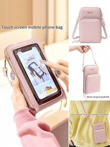 FOREVER MIYIN 触摸屏手机包字母图案手机钱包带拉链和可调节肩带时尚 PU 钱包手机壳手拿包手机套垂直钱包带卡槽轻便现代商务信用卡身份证现金商务休闲教师节教师礼物工作商务通勤旅行度假 - 彩色 - 查看 1