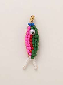 1PC Colorful Lucky Fish Bag Accessory Exquisite Handmade Beaded Embroidery Diy Koi Fish Keychain Unique Niche Necklace Pendant Gift - Multicolor - View 13
